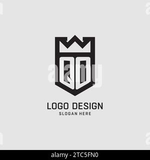 Initial QO logo shield shape, creative esport logo design vector graphic Stock Vector