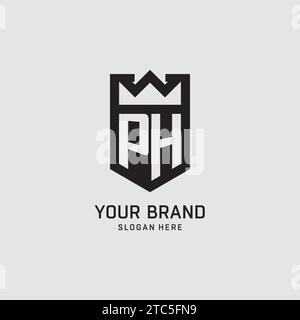 Initial PH logo shield shape, creative esport logo design vector graphic Stock Vector