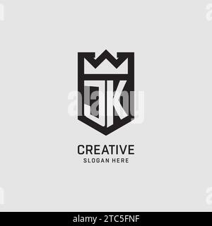 Initial JK logo shield shape, creative esport logo design vector graphic Stock Vector