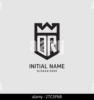 Initial OR logo shield shape, creative esport logo design vector graphic Stock Vector