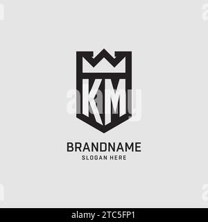 Initial KM logo shield shape, creative esport logo design vector graphic Stock Vector