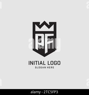 Initial PF logo shield shape, creative esport logo design vector graphic Stock Vector