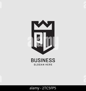 Initial PL logo shield shape, creative esport logo design vector graphic Stock Vector
