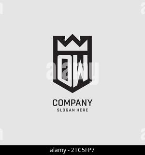 Initial OW logo shield shape, creative esport logo design vector graphic Stock Vector