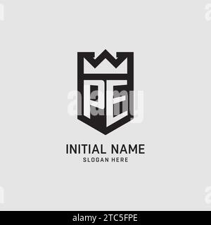 Initial PE logo shield shape, creative esport logo design vector graphic Stock Vector