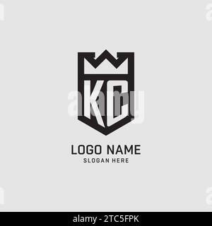 Initial KC logo shield shape, creative esport logo design vector graphic Stock Vector