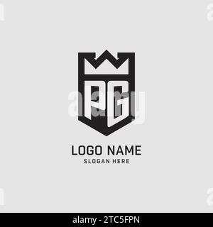Initial PG logo shield shape, creative esport logo design vector graphic Stock Vector