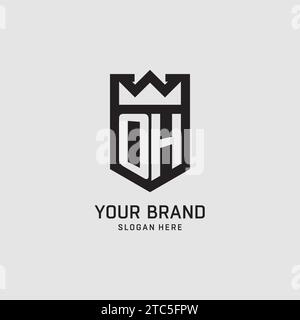 Initial OH logo shield shape, creative esport logo design vector graphic Stock Vector