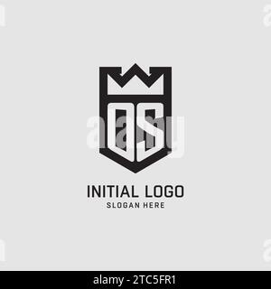 Initial OS logo shield shape, creative esport logo design vector graphic Stock Vector