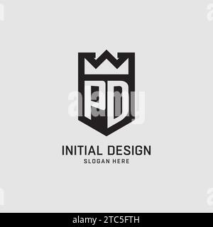 Initial PD logo shield shape, creative esport logo design vector graphic Stock Vector