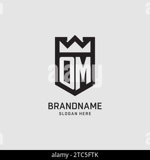 Initial OM logo shield shape, creative esport logo design vector graphic Stock Vector