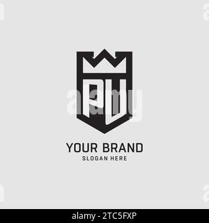 Initial PU logo shield shape, creative esport logo design vector graphic Stock Vector