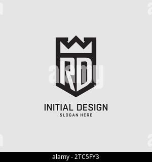 Initial RD logo shield shape, creative esport logo design vector graphic Stock Vector