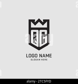 Initial QG logo shield shape, creative esport logo design vector graphic Stock Vector