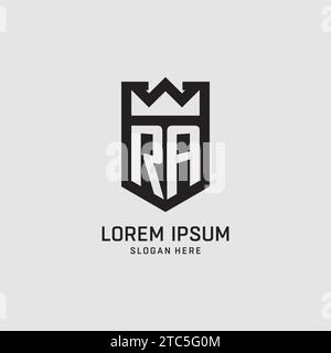 Initial RA logo shield shape, creative esport logo design vector graphic Stock Vector