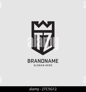 Initial TZ logo shield shape, creative esport logo design vector graphic Stock Vector