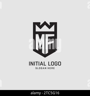 Initial MF logo shield shape, creative esport logo design vector graphic Stock Vector