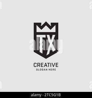 Initial TX logo shield shape, creative esport logo design vector graphic Stock Vector