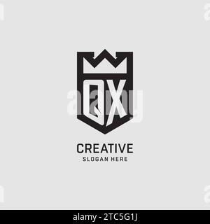 Initial QX logo shield shape, creative esport logo design vector graphic Stock Vector
