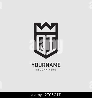 Initial QI logo shield shape, creative esport logo design vector graphic Stock Vector