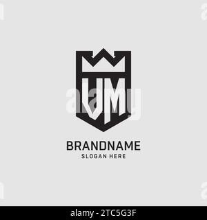 Initial VM logo shield shape, creative esport logo design vector graphic Stock Vector