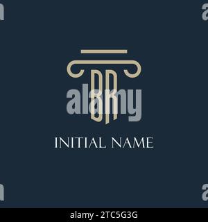 BR initial logo for lawyer, law firm, law office with pillar icon design ideas Stock Vector