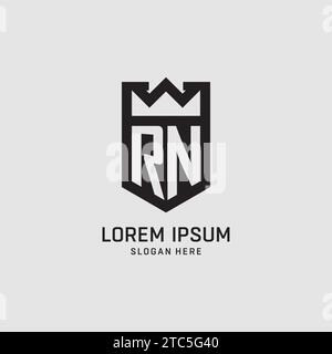 Initial RN logo shield shape, creative esport logo design vector graphic Stock Vector