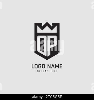 Initial OP logo shield shape, creative esport logo design vector graphic Stock Vector