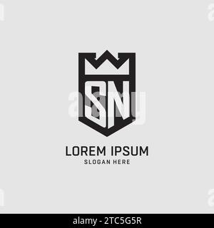 Initial SN logo shield shape, creative esport logo design vector graphic Stock Vector