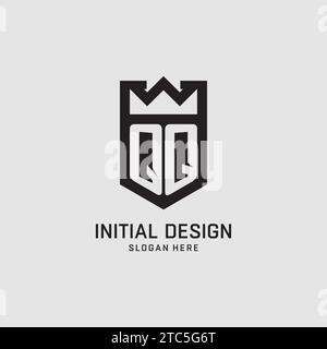 Initial QQ logo shield shape, creative esport logo design vector graphic Stock Vector