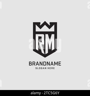 Initial RM logo shield shape, creative esport logo design vector graphic Stock Vector