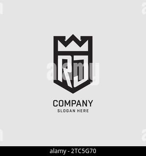 Initial RJ logo shield shape, creative esport logo design vector graphic Stock Vector