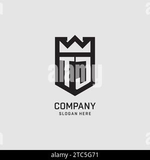 Initial TJ logo shield shape, creative esport logo design vector graphic Stock Vector