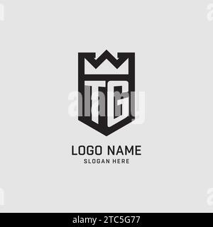 Initial TG logo shield shape, creative esport logo design vector graphic Stock Vector