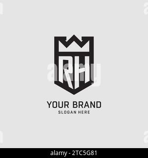 Initial RH logo shield shape, creative esport logo design vector graphic Stock Vector
