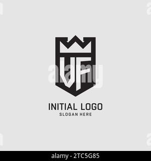 Initial VF logo shield shape, creative esport logo design vector graphic Stock Vector