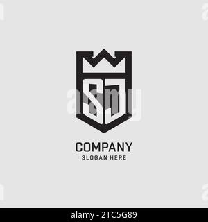 Initial SJ logo shield shape, creative esport logo design vector graphic Stock Vector