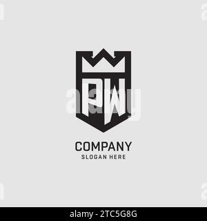 Initial PW logo shield shape, creative esport logo design vector graphic Stock Vector