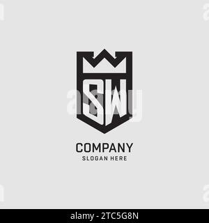 Initial SW logo shield shape, creative esport logo design vector graphic Stock Vector