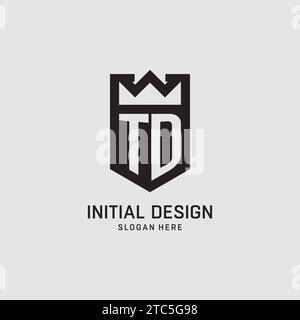 Initial TD logo shield shape, creative esport logo design vector graphic Stock Vector