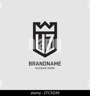 Initial UZ logo shield shape, creative esport logo design vector graphic Stock Vector