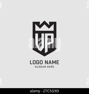 Initial VP logo shield shape, creative esport logo design vector graphic Stock Vector