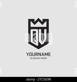 Initial QV logo shield shape, creative esport logo design vector graphic Stock Vector