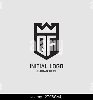 Initial QF logo shield shape, creative esport logo design vector graphic Stock Vector
