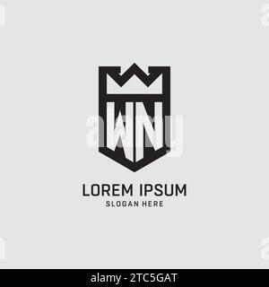 Initial WN logo shield shape, creative esport logo design vector graphic Stock Vector