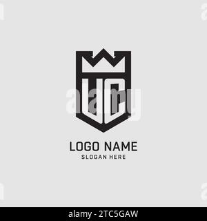 Initial UC logo shield shape, creative esport logo design vector graphic Stock Vector