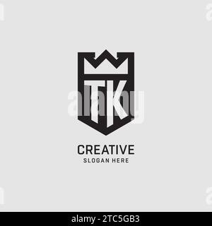 Initial TK logo shield shape, creative esport logo design vector graphic Stock Vector