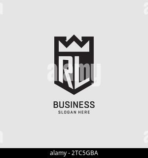 Initial RL logo shield shape, creative esport logo design vector graphic Stock Vector