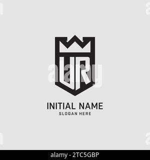 Initial UR logo shield shape, creative esport logo design vector graphic Stock Vector