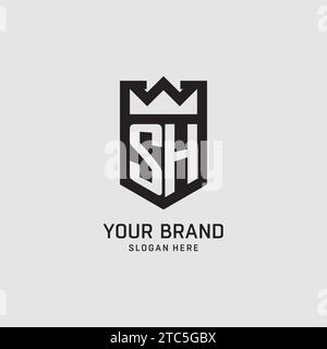 Initial SH logo shield shape, creative esport logo design vector graphic Stock Vector